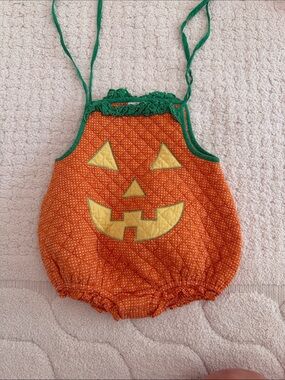 The Beaufort Bonnet Company Orange Pumpkin Jack-O'-Lantern One-Piece